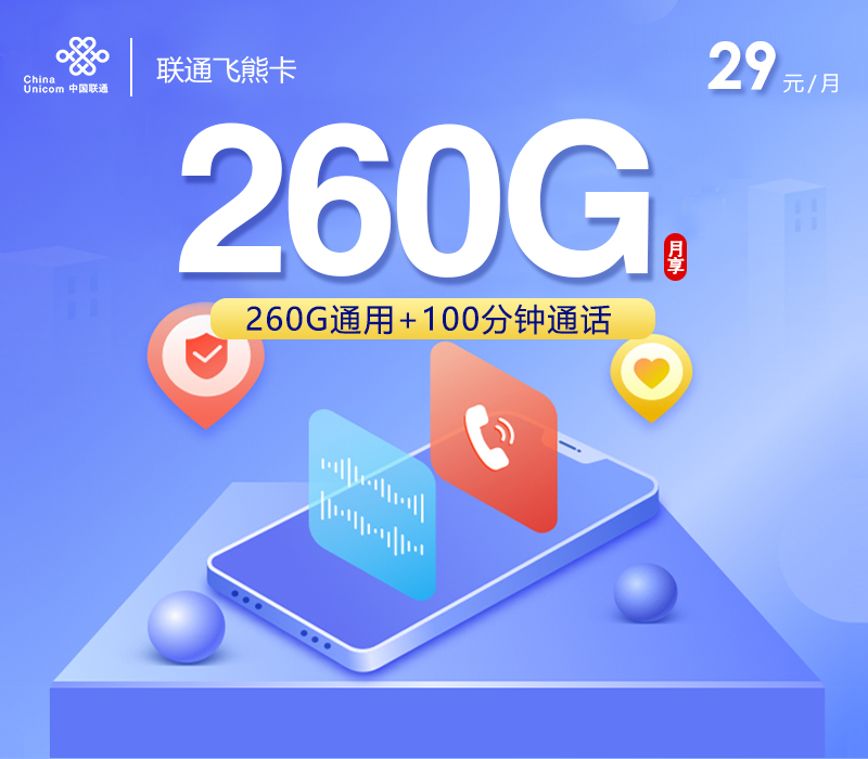年轻人专属的联通飞熊卡：29元260G流量如何激活最划算？