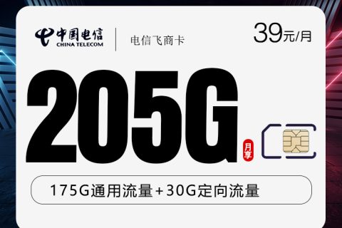 电信飞商卡【39元205G】【仅发山东】套餐简介
