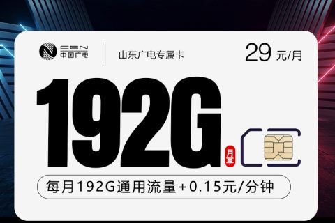 山东广电专属卡【29元192G】套餐简介